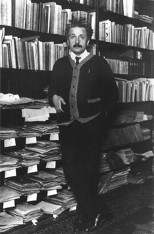 At home in the library. I like the sweater!